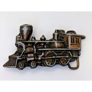 Vintage Brass Belt Buckle Train Design